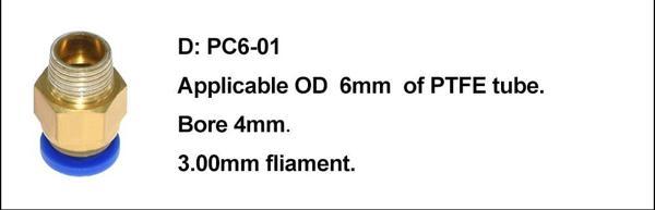 3D Yazıcı Pnömatik Konnektör Pc6-01 Fla 3.00Mm X 1 Adet  (rf125) - Image 1