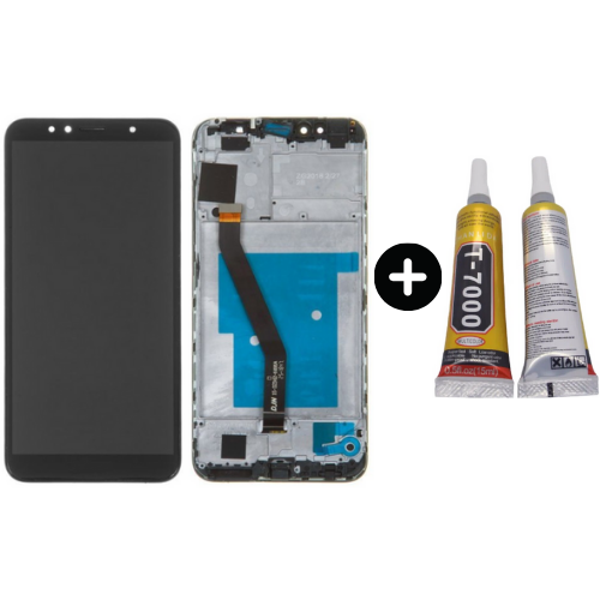 TE Huawei Y6 2018 Uyumlu Çıtalı HK Lcd Ekran Dokunmatik Siyah+ B7000 - Image 1
