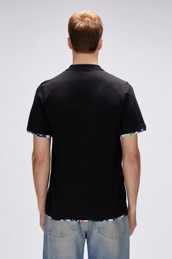 Rubin Siyah Polo Yaka Erkek Tişört - Image 1