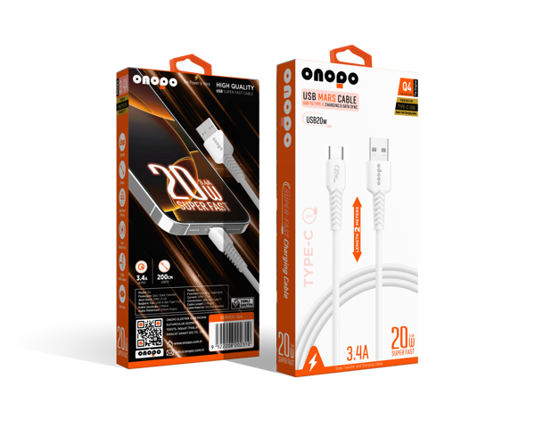 onopo Android Xiaomi Ve Samsung Uyumlu Type-c To Usb Kablo 3.4a Hızlı Şarj Ve Data Kablosu 2m - Q4 - Image 1