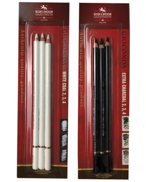 Kohi Noor Gioconda White Coal ve Extra Charcoal Kömür Füzen Kalem 2li Set - Image 1