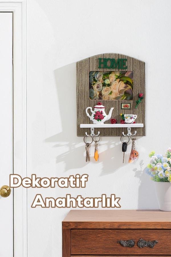 Porsima 2070 Duvara Montajlı Dekoratif Anahtarlık - Duvar Askılı Anahtar Düzenleyici 22X26,5cm - Image 1