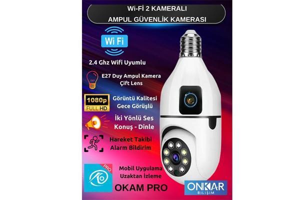 4M ( 2+2 ) 2 KAMERALI KABLOSUZ AMPUL KAMERA OKAM PRO - Image 1