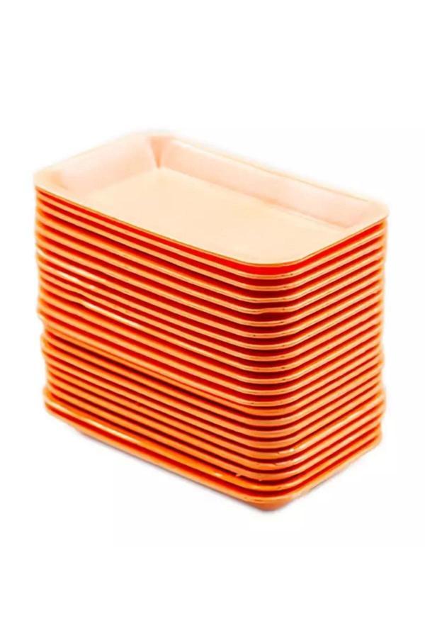 Tek Kullanımlık Köpük 2000 Gr. Turuncu Servis Et Kıyma Saklama Tepsi Tabak -265x175x35mm. -100 Adet - Image 1