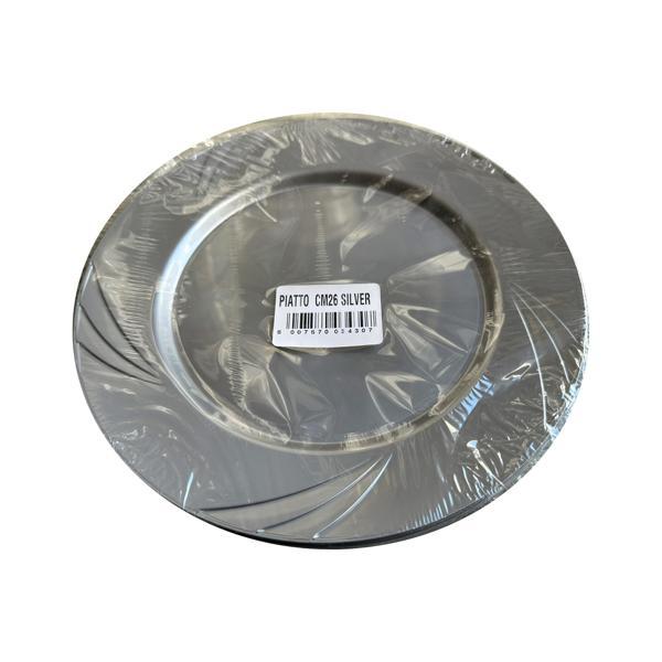 Kullan At Parti Davet Sunum Servis Plastik Sert Mika Tabak - 26 Cm. - Gümüş - 6 Adetlik Paket - Image 1