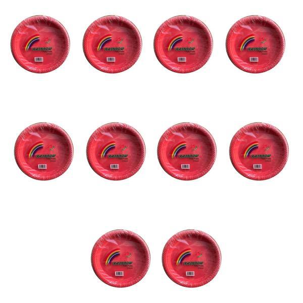 Roll-Up Kullan At Renkli Kırmızı Parti Davet Plastik Tabak - 22 Cm. - 25 Adetlik 10 Paket - Image 1