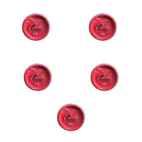 Roll-Up Kullan At Renkli Kırmızı Parti Davet Plastik Tabak - 22 Cm. - 25 Adetlik 5 Paket - Image 1