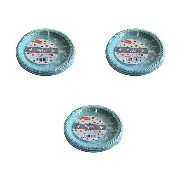 Roll-Up Kullan At Renkli Turkuaz Parti Davet Plastik Tabak - 22 Cm. - 25 Adetlik 3 Paket - Image 1