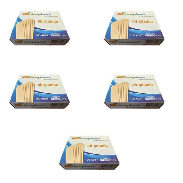 Niceplast Dil Çubuğu Ahşap Maket Çubukları 2 x 14 Cm. - 50 Adetlik 5 Paket - Image 1