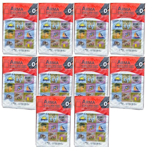 Arma Baskılı Mini Blok Poşet Torba - No : 0 - 20x30 Cm. - Beyaz - 100 Adetlik 10 Paket - Image 1