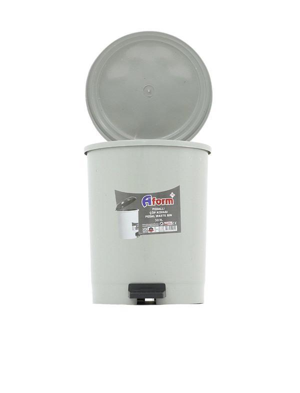 A Form Plastik Pedallı Basmalı 6 Litre Çöp Kovası Kutusu - 23x26 Cm. - Gri - Image 1
