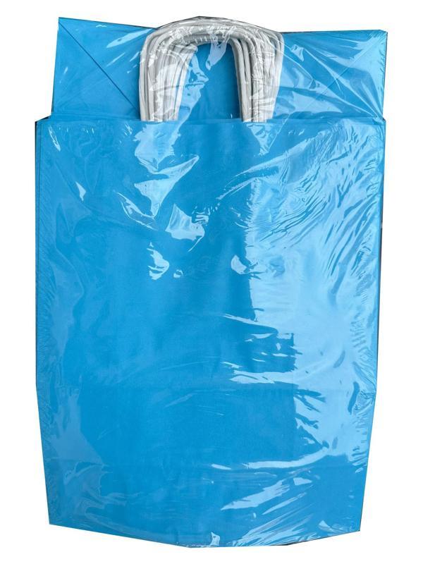 Büküm Saplı Kraft Kağıt Çanta Karton Hediyelik Poşet Torba - Mavi 2 - 18x24 Cm. - 25 Adetlik Paket - Image 1