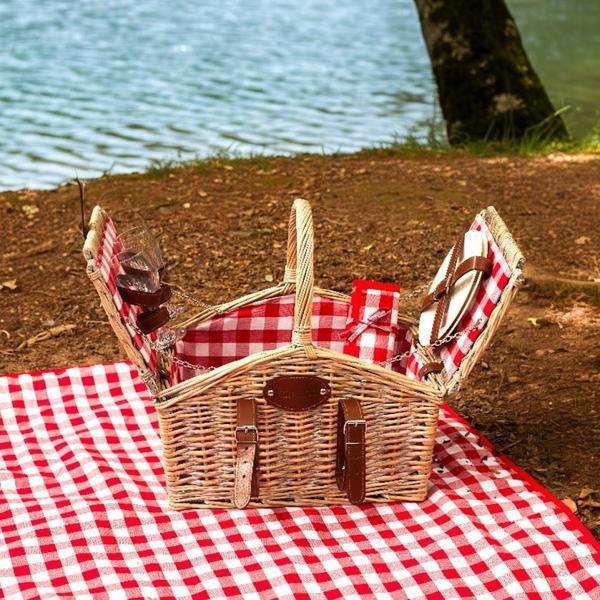 Karaca Summer Tabak, Çatal Kaşık Bıçak Takımı, Kadeh ve Piknik Örtüsü Hediyeli Piknik Sepeti - Image 1