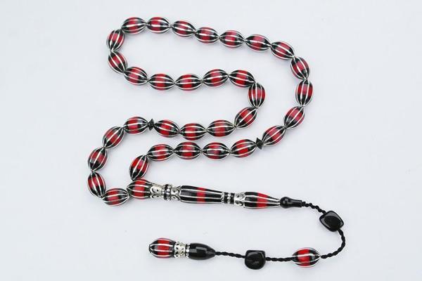Arpa Model Oltu Taşı Onlu Karpuz İşlemeli Tespih - Image 1