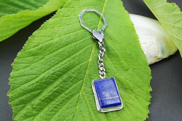 Lapis Taşlı 925 Ayara Gümüş Anahtarlık - Image 1
