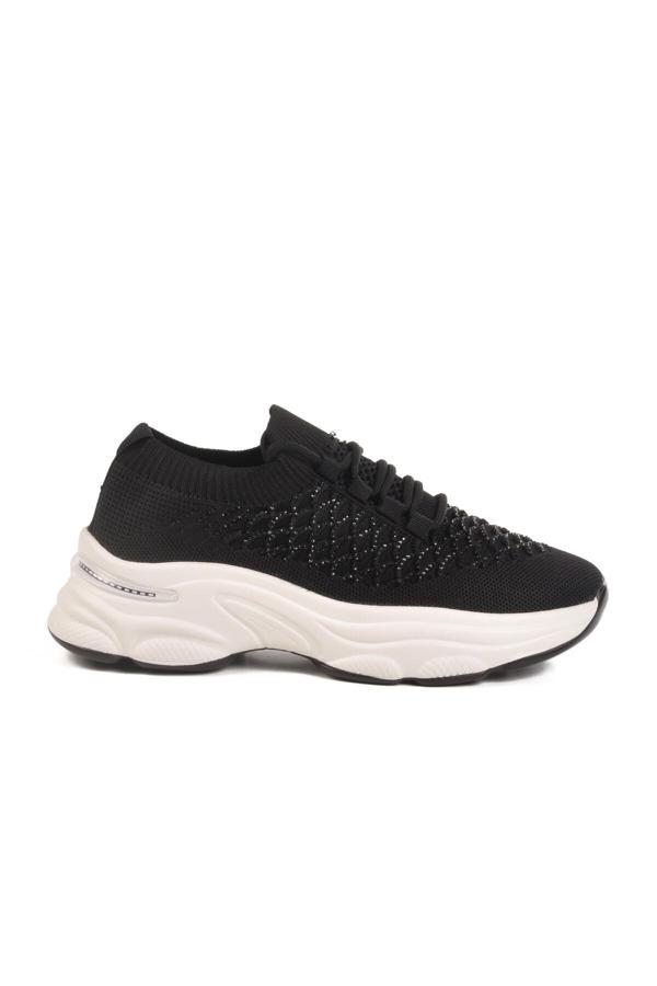 Siyah Hafif Triko Örme Anatomik Kadın Sneaker B064 Z - Image 1