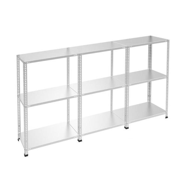 3 Katlı 3'lü Galvaniz Çelik Raf - Depo, Arşiv, Kiler, Dosya, Market Rafı - Image 1