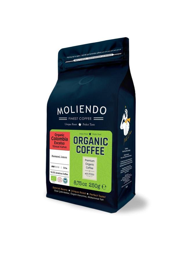 Moliendo Finest Coffee Organic Colombia Excelso Yöresel Kahve (Çekirdke Kahve) 250 G - Image 1