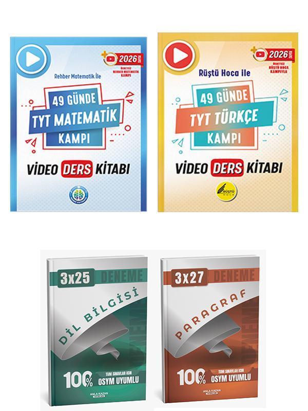 Rehber + Anla Kazan 2026 TYT 49 Günde Türkçe ve Matematik Video Ders Kitabı+Anla Kazan Deneme 4lü - Anla Kazan Yayınları - Image 1