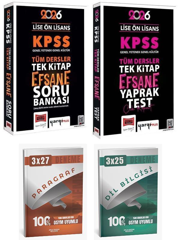 Yargı + Anla Kazan 2026 KPSS Lise Ön Lisans Efsane Soru Bankası + Yaprak Test ve Deneme 4 lü Set - Anla Kazan Yayınları - Image 1