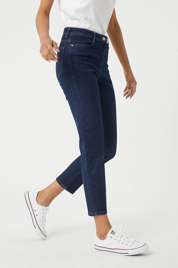 Viking's Line Mom Koyu Mavi Likralı Mom Süper Yüksek Bel Mom Jeans - Image 1