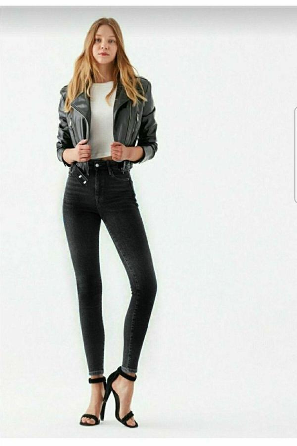 Viking's Line Alice Kadın Siyah Antrasit Gölgeli Yüksel Bel Dar Paça Skinny Likralı Kot Pantalon - Image 1