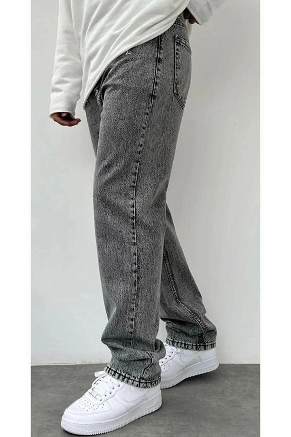 Viking'S Line Kar Yıkama Salaş Kot Pantolon Buz Mavi Kar Likrasız Baggy - Image 1