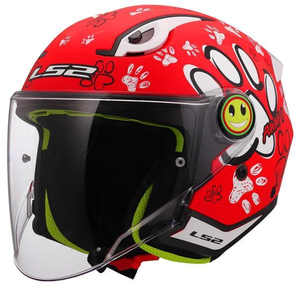 Ls2 Funny 2 Yarım Çocuk Kaskı Paws Mat Kırmızı - Image 1