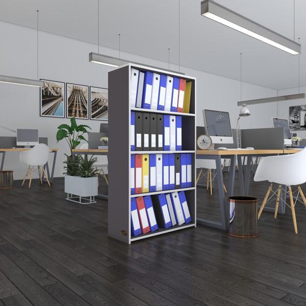 Kenzlife klasörlük raflı erlinay gri 140*80*30 kitaplık ofis arkalıksız - Image 1