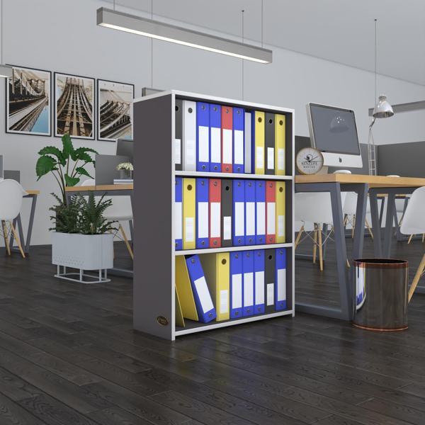 Kenzlife klasörlük raflı ilkutay gri 105*80*30 kitaplık ofis arkalıksız - Image 1