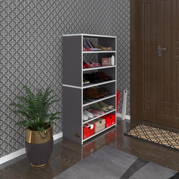 Kenzlife ayakkabılık goya gri 120*70*30 arkalıksız ayakkabı ofis dolabı iki bölme - Image 1