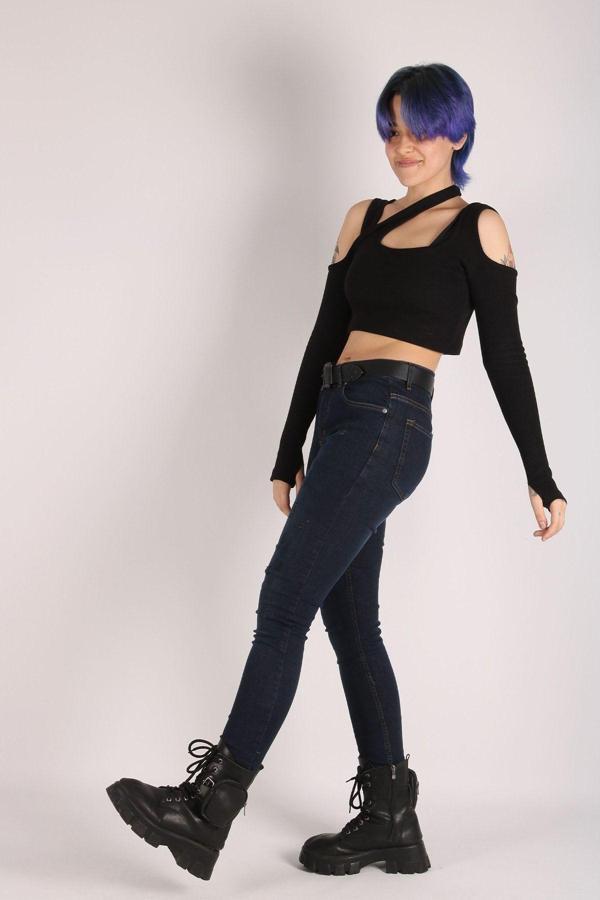 Kaizer Denim Kadın Lazer Penç Işlemli Slim Fit Pantolon - Image 1