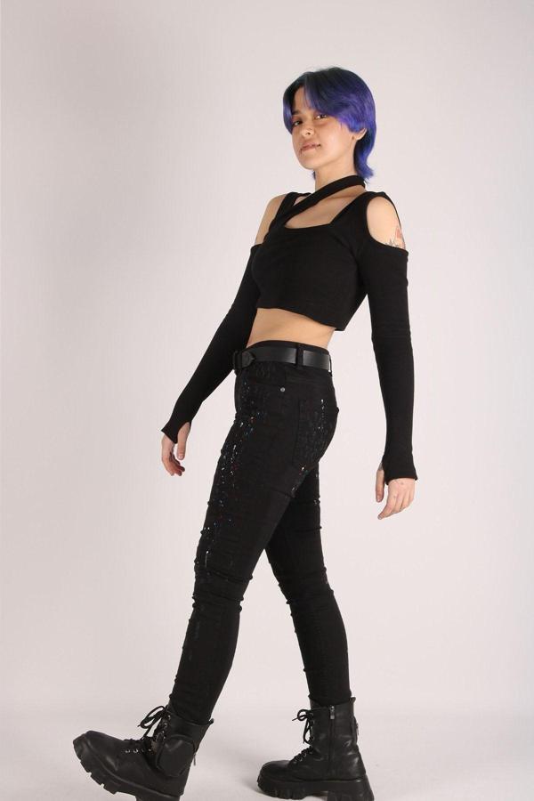 Kaizer Denim Kadın Lazer Penç Işlemli Slim Fit Pantolon - Image 1