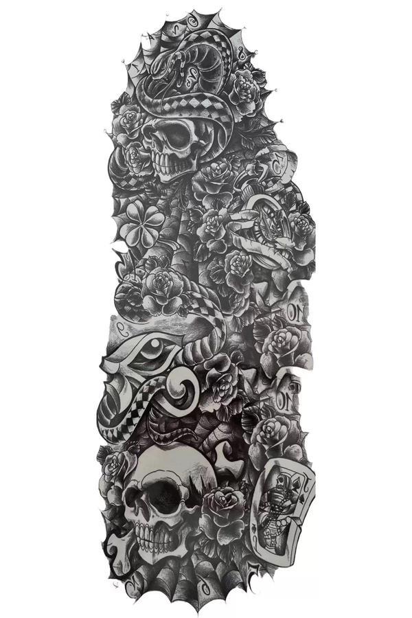 Caş Dekorasyon Geçici Kuru Kafa Figürlü Dövme Tattoo - Image 1