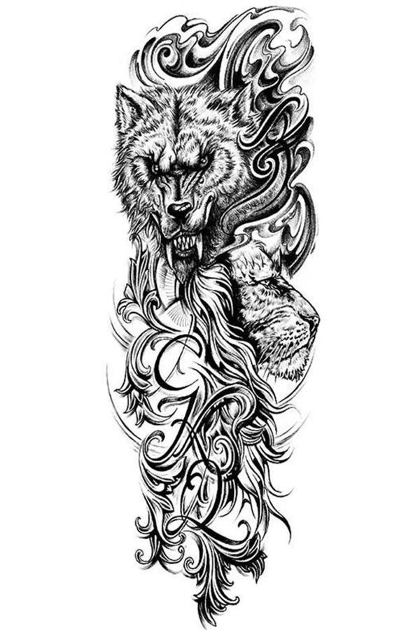 Caş Dekorasyon Geçici Kurt Figürlü Dövme Tattoo - Image 1