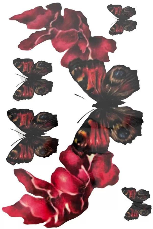 Caş Dekorasyon Karışık Renk Kelebek Figürlü Dövme Tattoo - Image 1