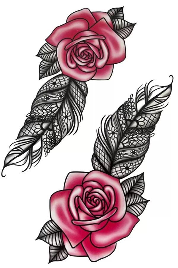Caş Dekorasyon Gül Figürlü Geçici Dövme Tattoo - Image 1