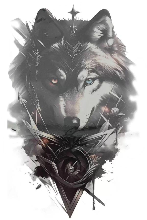 Caş Dekorasyon Kurt Figürlü Geçici Dövme Tattoo - Image 1