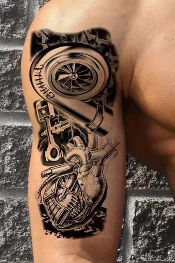 Caş Dekorasyon Makina Figürlü Geçici Dövme Tattoo - Image 1
