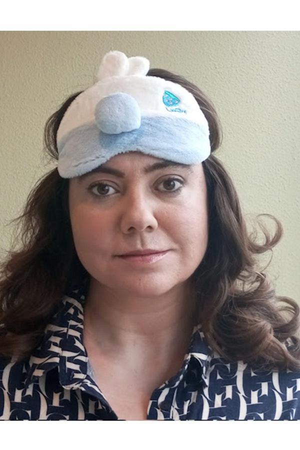 Caş Dekorasyon Mavi Renk Tavşan Figürlü Peluş Uyku Bandı - Image 1