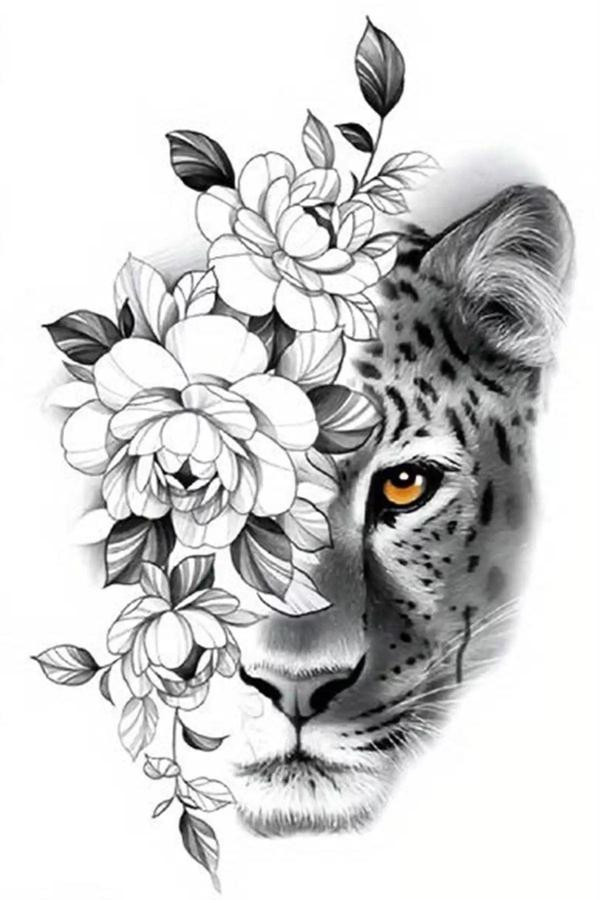 Caş Dekorasyon Kaplan Figürlü Geçici Dövme Tattoo - Image 1