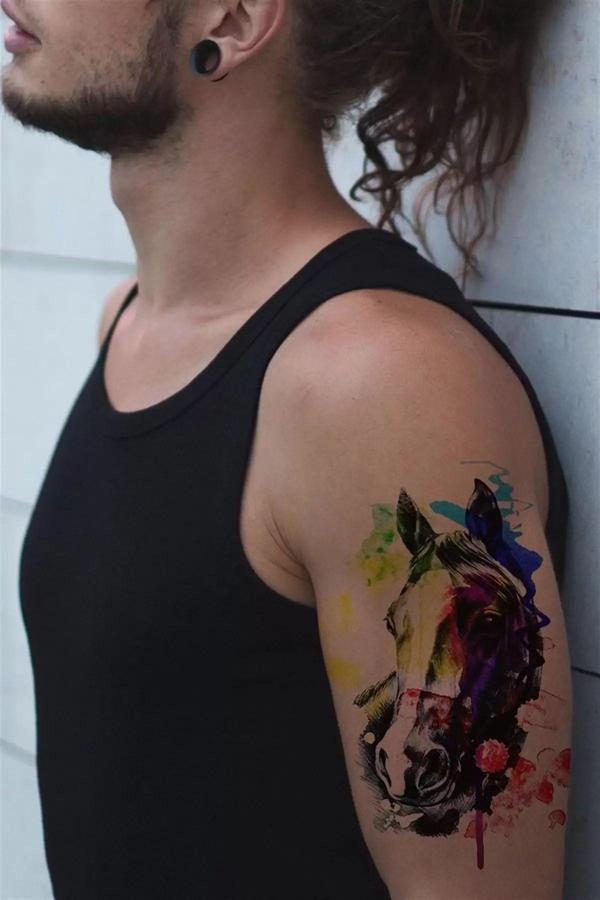 Caş Dekorasyon At Kafası Geçici Dövme Tattoo - Image 1