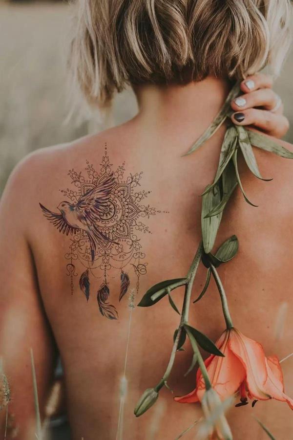 Caş Dekorasyon Düş Kapanı ve Kuş Geçici Dövme Tattoo - Image 1