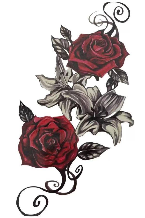 Caş Dekorasyon Gül Figürlü Geçici Dövme Tattoo - Image 1