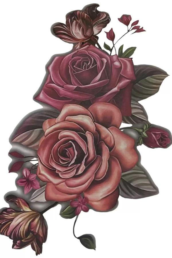 Caş Dekorasyon Gül Figürlü Geçici Dövme Tattoo - Image 1