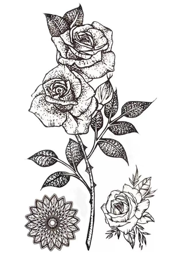 Caş Dekorasyon Gül Figürlü Geçici Mini Dövme Tattoo - Image 1