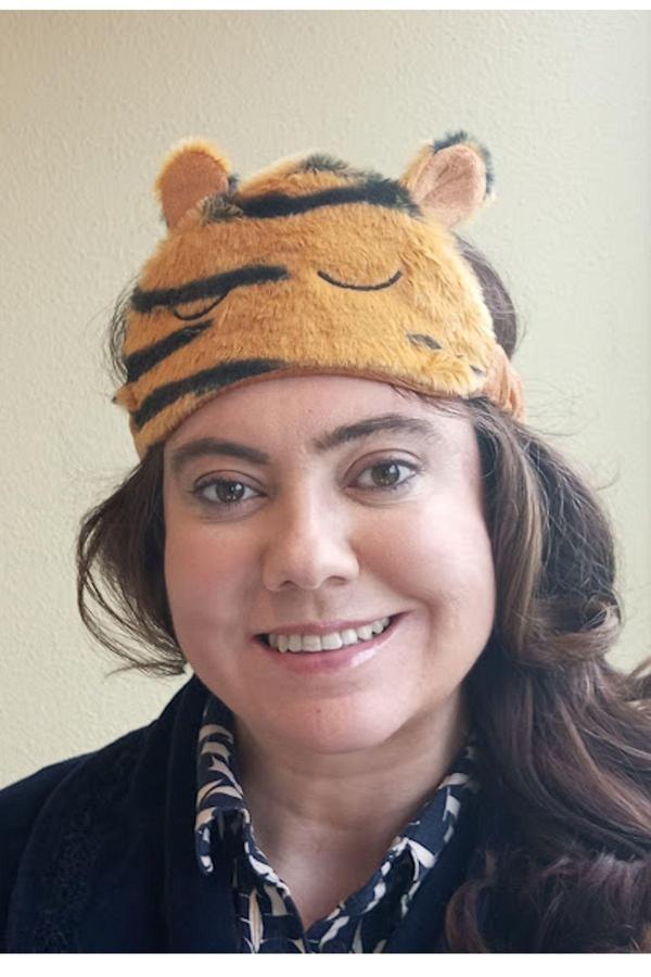 Caş Dekorasyon Leopar Desenli Kulak Detaylı Peluş Uyku Bandı - Image 1