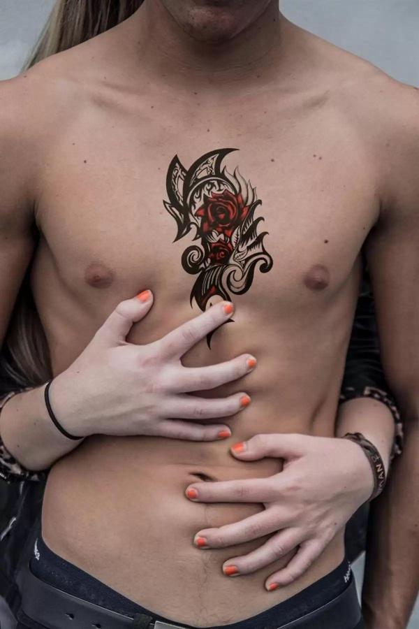 Caş Dekorasyon Büyük Boy Tribal Gül Geçici Dövme Tattoo - Image 1