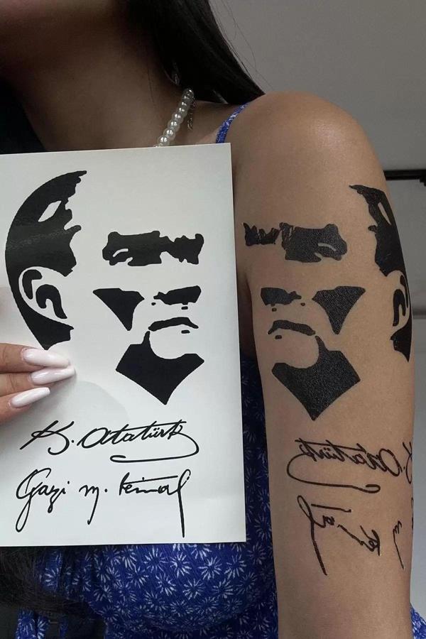 Caş Dekorasyon Atatürk İmzası Geçici Dövme Tattoo - Image 1
