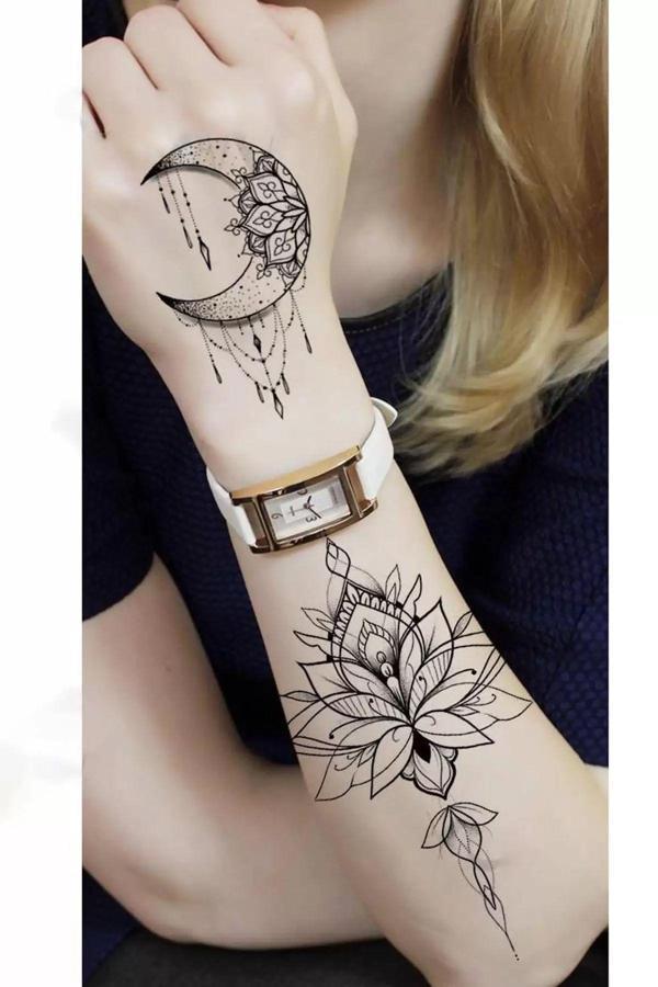 Caş Dekorasyon Çiçek Figürlü Geçici Dövme Tattoo - Image 1